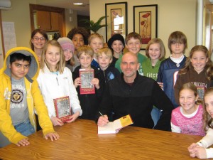 Mike McCoy talks BOOTPRINTS with Oak Farm Students. (Photo Courtesy Dennis Nartker)
