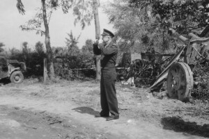 General Eisenhower examines the carnage at Chambois, France - August 1944. (U.S. Army Signal Corps, Courtesy National Archives)
