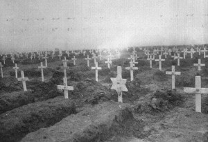 Fresh graves at the U.S. Military Cemetery at Foy, Belgium mark the end of the Battle of the Bulge - February 1945. (U.S. Army Signal Corps Photo, Courtesy National Archives)