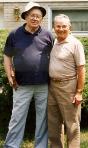 Hobert Winebrenner and John Mateyko reunite outside Mateyko's Glenview, Illinois home.