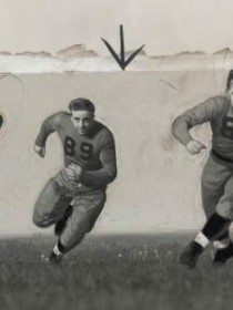 Sandefur, second from left, starred as a fullback for Purdue University. (Photo Courtesy Purdue University)